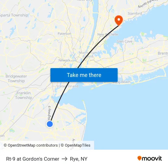 Rt-9 at Gordon's Corner to Rye, NY map