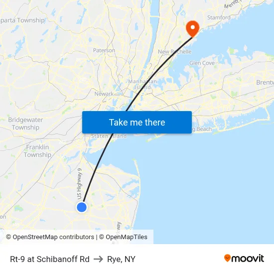 Rt-9 at Schibanoff Rd to Rye, NY map