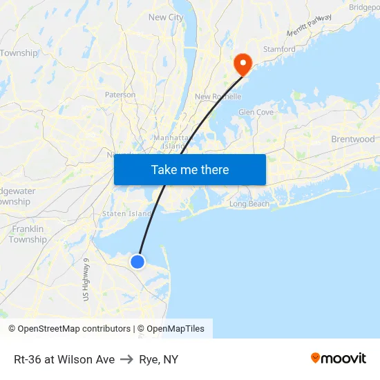 Rt-36 at Wilson Ave to Rye, NY map