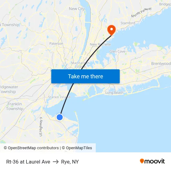 Rt-36 at Laurel Ave to Rye, NY map