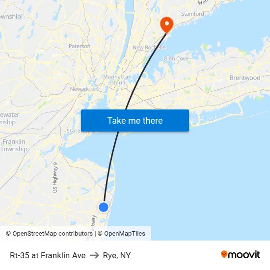 Rt-35 at Franklin Ave to Rye, NY map