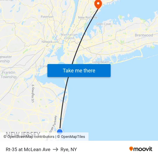 Rt-35 at McLean Ave to Rye, NY map