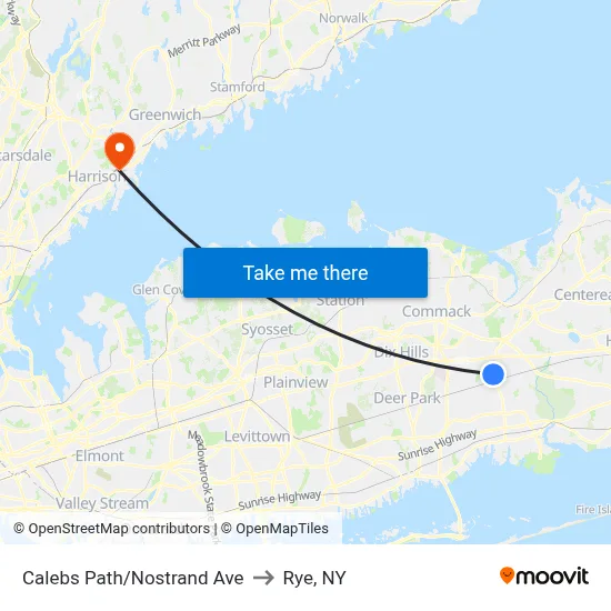 Calebs Path/Nostrand Ave to Rye, NY map