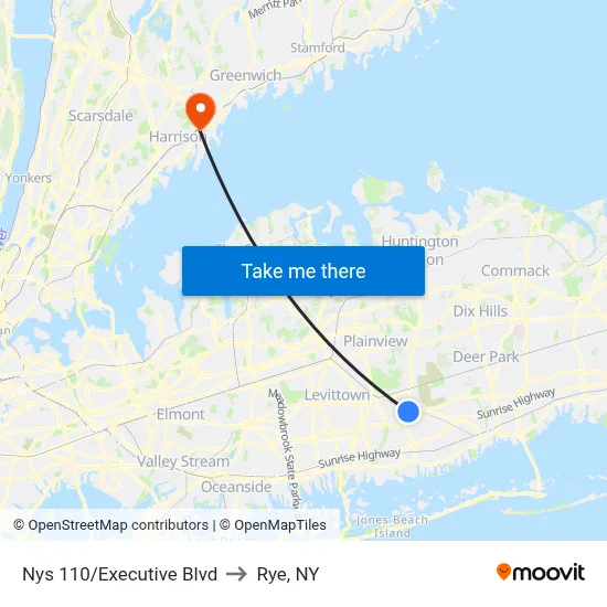 Nys 110/Executive Blvd to Rye, NY map