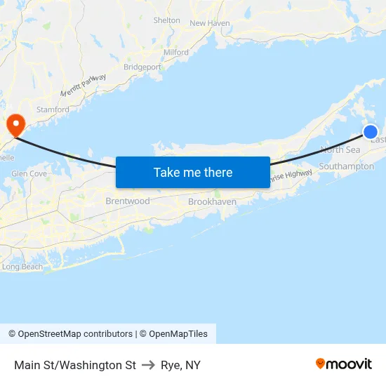 Main St/Washington St to Rye, NY map