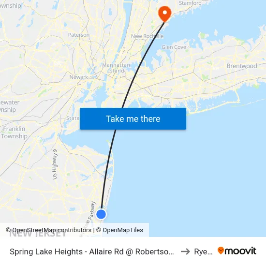Spring Lake Heights - Allaire Rd @ Robertson Park (Southbound) to Rye, NY map