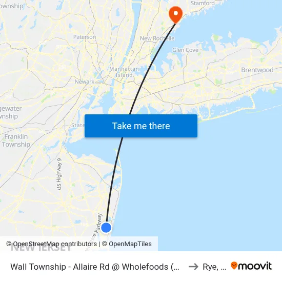 Wall Township - Allaire Rd @ Wholefoods (Northbound) to Rye, NY map