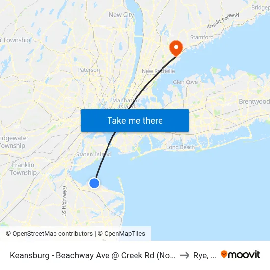 Keansburg -  Beachway Ave @ Creek Rd (Northbound) to Rye, NY map