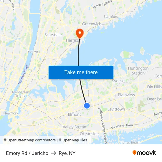 Emory Rd / Jericho to Rye, NY map