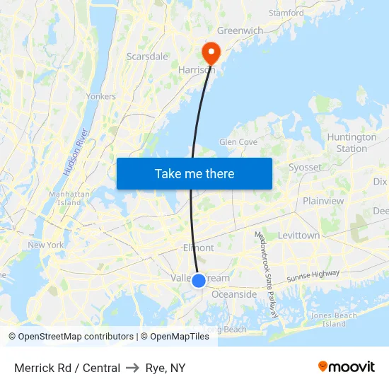 Merrick Rd / Central to Rye, NY map