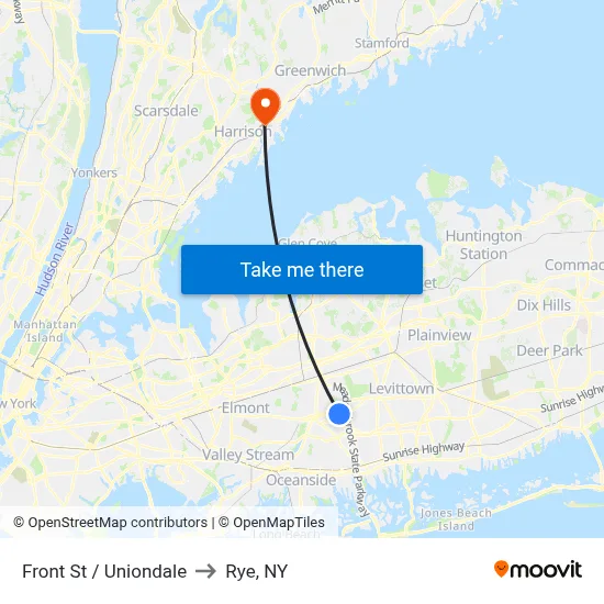 Front St / Uniondale to Rye, NY map