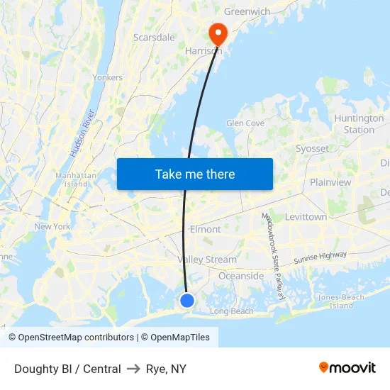 Doughty Bl / Central to Rye, NY map