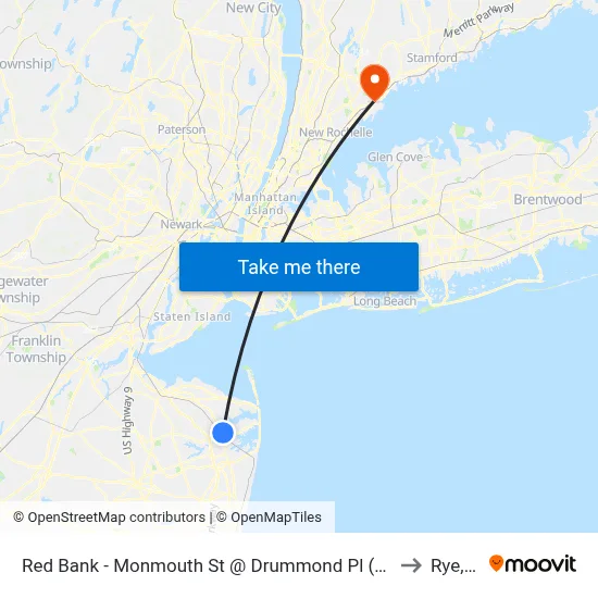 Red Bank - Monmouth St @ Drummond Pl (Southbound) to Rye, NY map