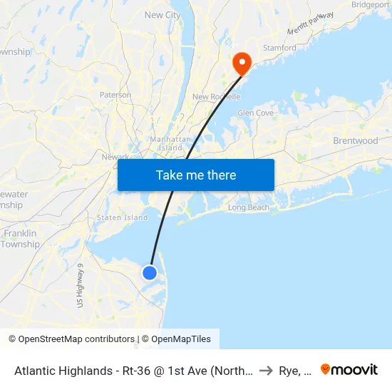 Atlantic Highlands - Rt-36 @ 1st Ave (Northbound) to Rye, NY map