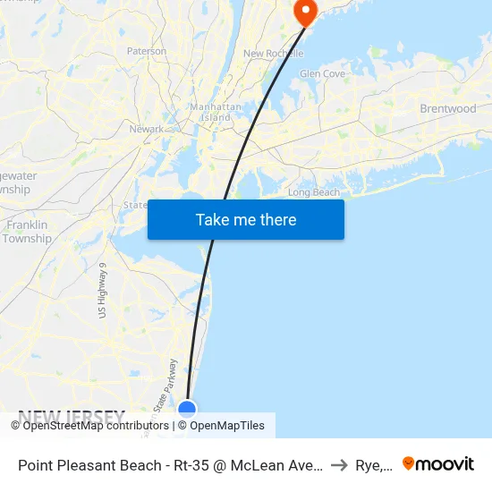 Point Pleasant Beach - Rt-35 @ McLean Ave (Northbound) to Rye, NY map