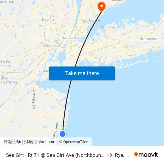 Sea Girt - Rt 71 @ Sea Girt Ave (Northbound) to Rye, NY map