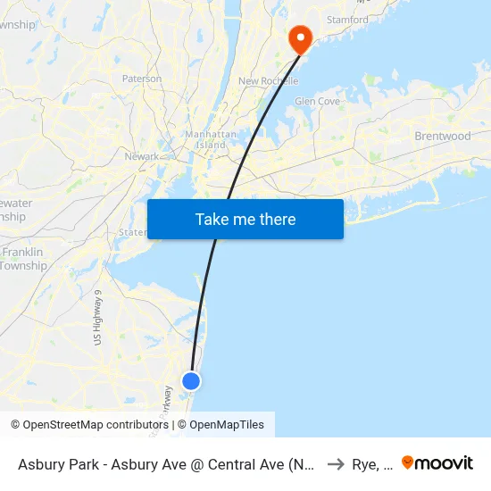 Asbury Park - Asbury Ave @ Central Ave (Northbound) to Rye, NY map