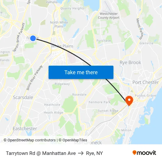 Tarrytown Rd @ Manhattan Ave to Rye, NY map