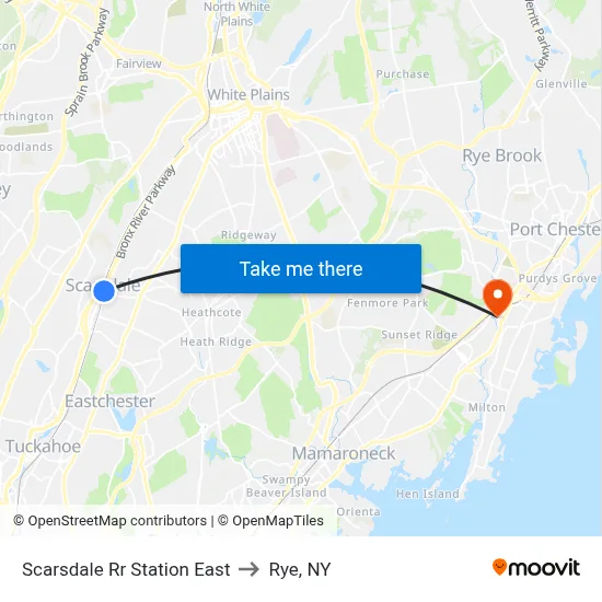Scarsdale Rr Station East to Rye, NY map