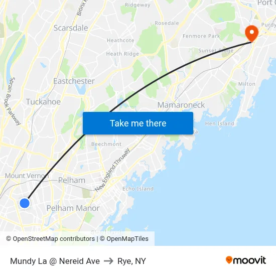 Mundy La @ Nereid Ave to Rye, NY map