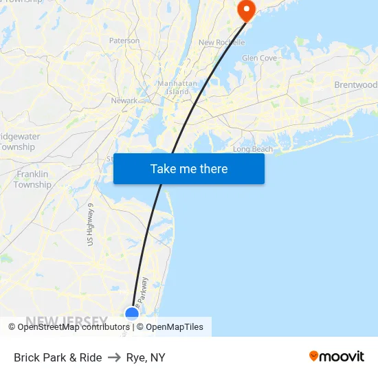 Brick Park & Ride to Rye, NY map