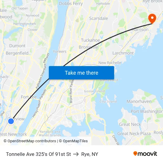 Tonnelle Ave 325's Of 91st St to Rye, NY map