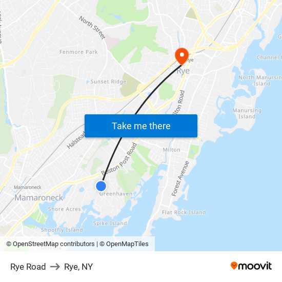 Rye Road to Rye, NY map