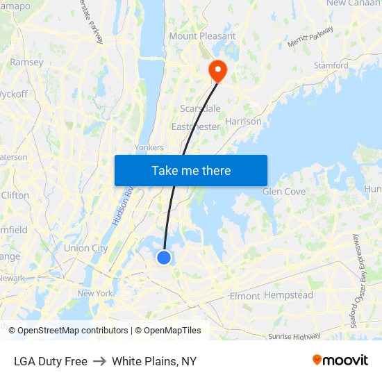 LGA Duty Free to White Plains, NY map