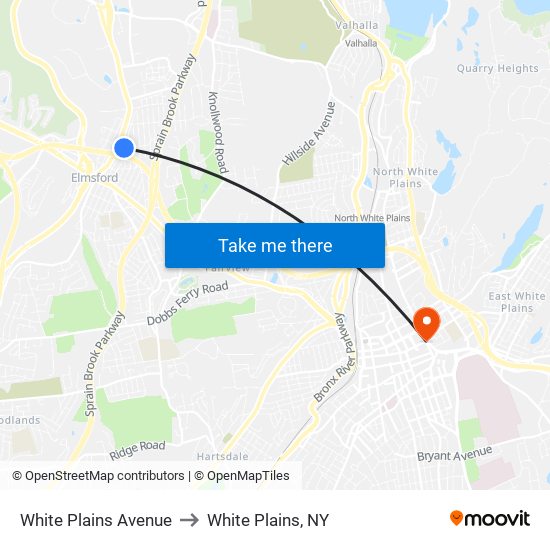 White Plains Avenue to White Plains, NY map