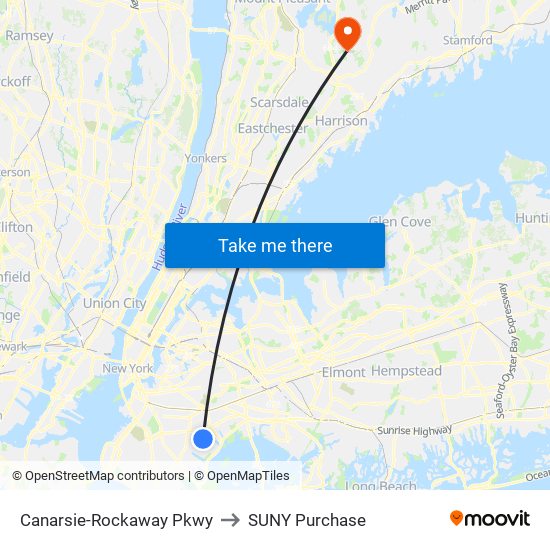 Canarsie-Rockaway Pkwy to SUNY Purchase map