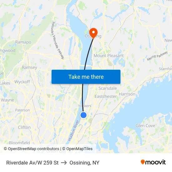 Riverdale Av/W 259 St to Ossining, NY map