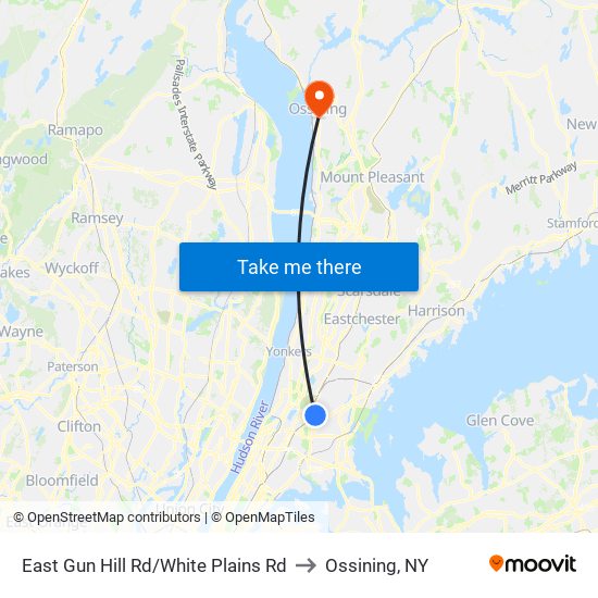 East Gun Hill Rd/White Plains Rd to Ossining, NY map