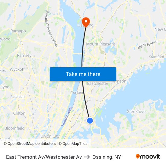 East Tremont Av/Westchester Av to Ossining, NY map