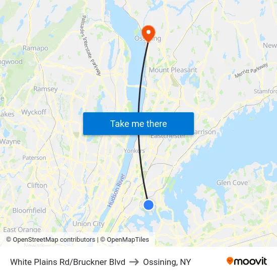 White Plains Rd/Bruckner Blvd to Ossining, NY map