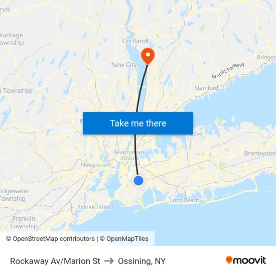 Rockaway Av/Marion St to Ossining, NY map