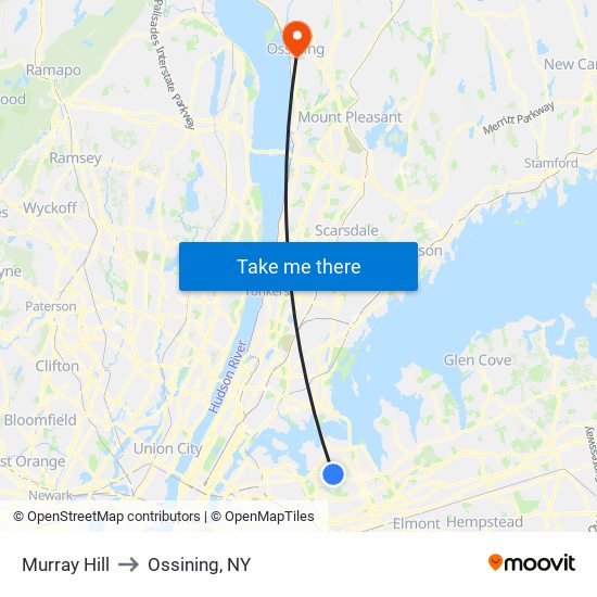 Murray Hill to Ossining, NY map