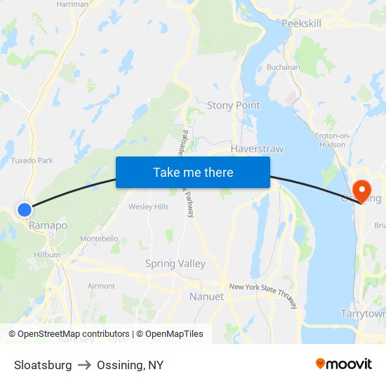 Sloatsburg to Ossining, NY map