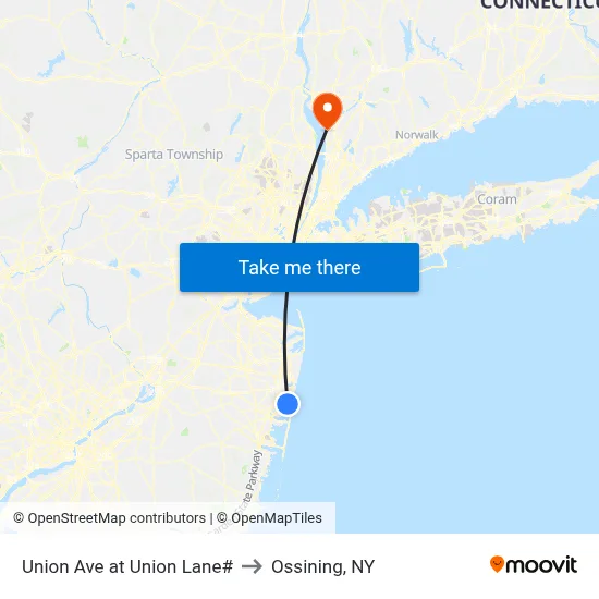 Union Ave at Union Lane# to Ossining, NY map