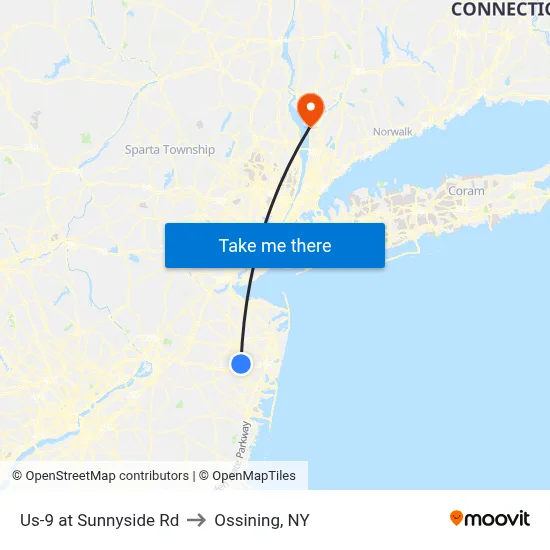 Us-9 at Sunnyside Rd to Ossining, NY map