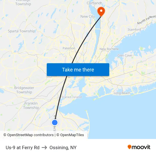 Us-9 at Ferry Rd to Ossining, NY map