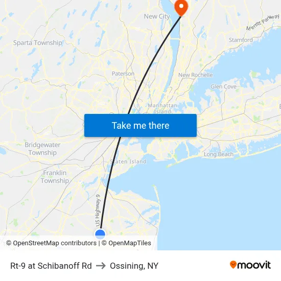 Rt-9 at Schibanoff Rd to Ossining, NY map