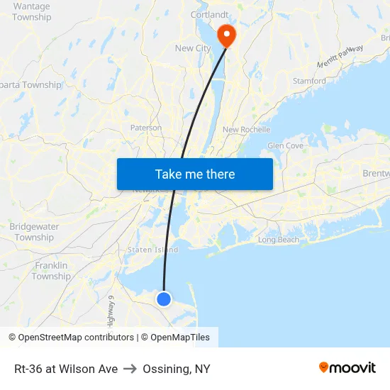 Rt-36 at Wilson Ave to Ossining, NY map