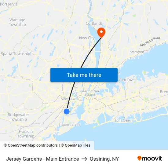 Jersey Gardens - Main Entrance to Ossining, NY map