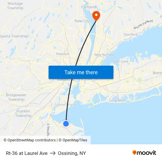 Rt-36 at Laurel Ave to Ossining, NY map
