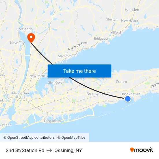 2nd St/Station Rd to Ossining, NY map