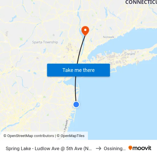 Spring Lake - Ludlow Ave @ 5th Ave (Northbound) to Ossining, NY map