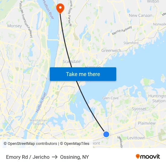 Emory Rd / Jericho to Ossining, NY map