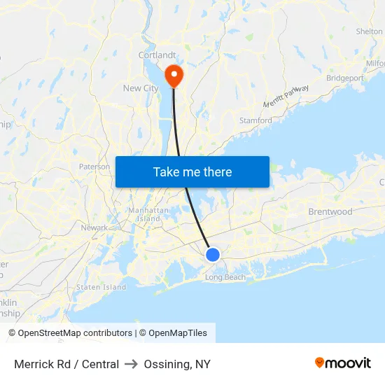 Merrick Rd / Central to Ossining, NY map