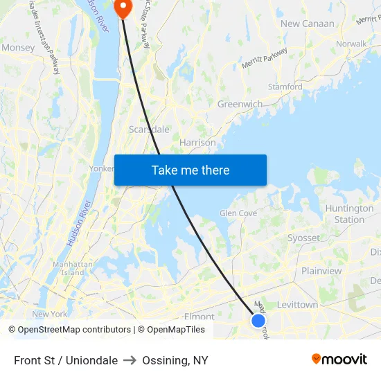 Front St / Uniondale to Ossining, NY map