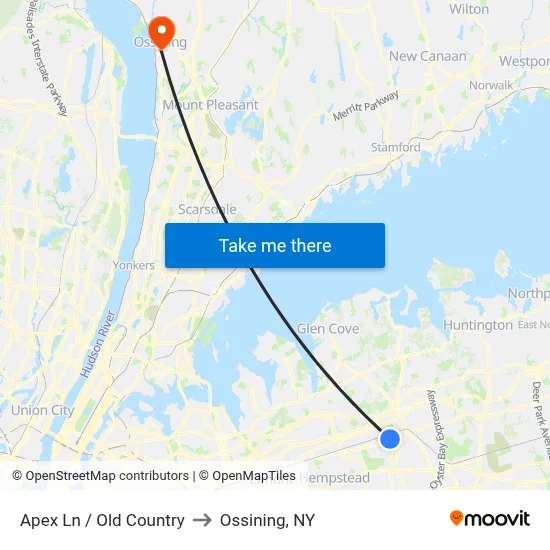 Apex Ln / Old Country to Ossining, NY map